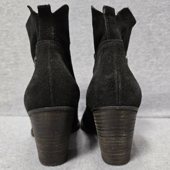 Paul Green Black Suede Nora Heeled Ankle Booties Size 7 - Picture 4 of 9